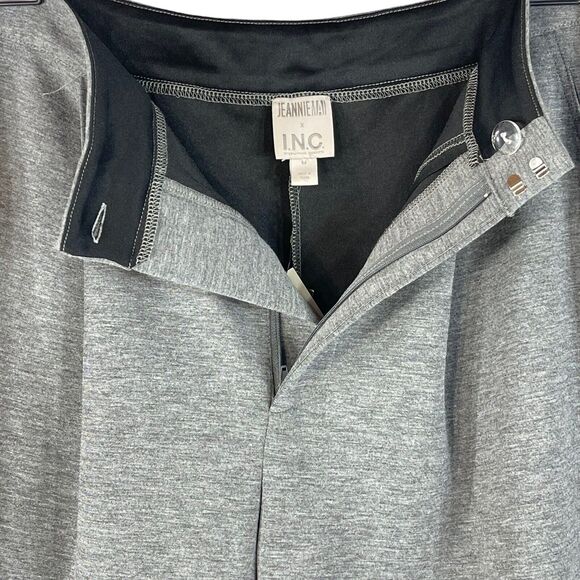 INC Jeannie Mai Medium Pants Stretch Pockets Zip-Fly Pleated Gray Heathered New - Picture 2 of 6